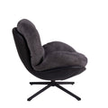 360 Swivel Accent Chair, Modern Chenille Lounge Chair With Faux Leather And Black Metal Base Frame, Comfortable Reading Chair For Small Spaces, Living Room, Bedroom, Reading Corner, Office, Dark Gray Black,Dark Gray Brown Primary Living Space
