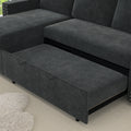 85 Inches Sofa Bed, 3 Seater Sleeper Sofa With Storage Chaise, Square Handrail With Pull And Copper Nail,Chenille Dark Grey, Pull Out Couch For Living Room Dark Grey Chenille 3 Seat