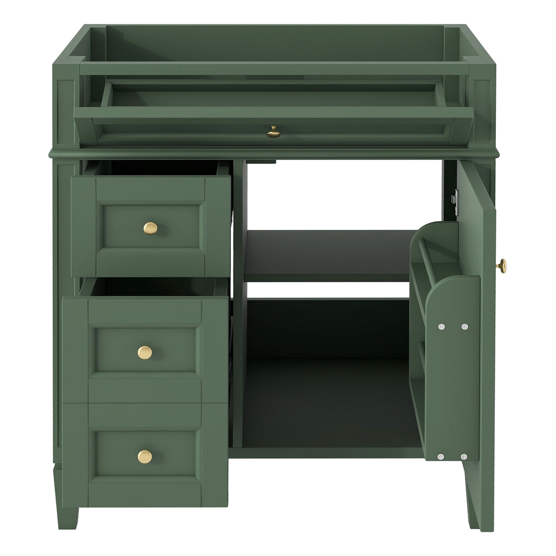 30'' Bathroom Vanity Without Top Sink, Modern Bathroom Storage Cabinet With 2 Drawers And A Tip Out Drawer Not Include Basin Green Bathroom Solid Wood Mdf