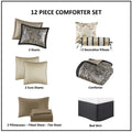 12 Piece Comforter Set With Cotton Bed Sheets Black Full Full Black Cotton