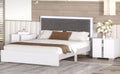 Queen Size Upholstered Bed With Led Light,Modern Platform Bed With With Velvet Headboard,White Queen White Mdf