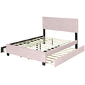 Queen Size Upholstered Platform Bed With Twill Headboard, Pullout Bed And Two Drawers, Flannel,Pink Queen Pink Mdf Lvl