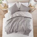 3 Piece Oversized Comforter Set Full Queen Grey Polyester
