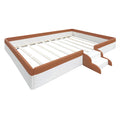 Full Size Upholstered Daybed Frame With Fence And Stairs, Brown White Full Brown White Mdf Lvl