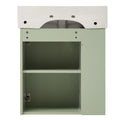 Video 21.6 Inch Modern Floating Bathroom Vanity With Ceramic Basin Perfect For Small Bathrooms, Left Side Storage Green Bathroom Ceramic Mdf