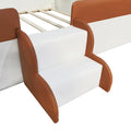 Queen Size Upholstered Daybed Frame With Fence And Stairs, Brown White Queen Brown White Mdf Lvl