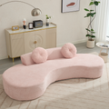 Arrived 105.5''Curved Sofa, Modern Minimalist Sofa, Cloud Couch Sofa 3 4 Seater Couch With 2 Pillows,Bedroom, No Assembly Required, Point Shaped Corduroy, Anti Wrinkle ,Pink Pink Polyester Primary Living Space Tight Back Soft Modern Foam Upholstered 3