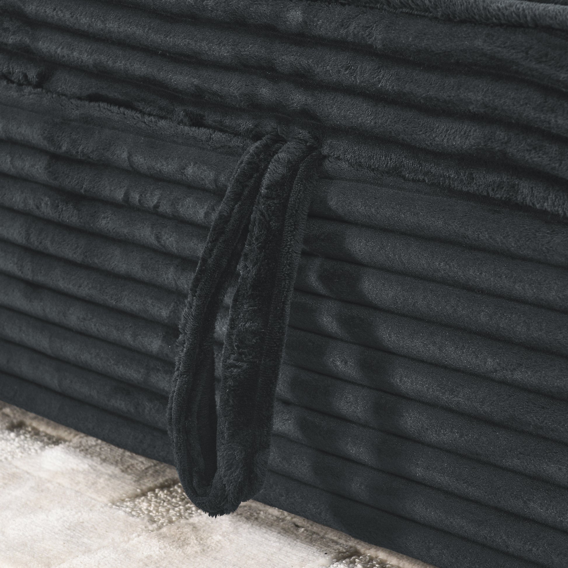 Corduroy Tufted Upholstered Sleeper Sectional Sofa, L Shaped Modular Convertible Sofa With Reversible Storage Chaise, Pull Out Sleep Couch Bed And Reclining Backrest Perfect For Living Space, Black Full Black Corduroy