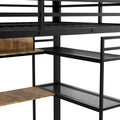Full Size Metal Loft Bed With Built In Wardrobe, Drawer, Desk And Shelves, Black Expected Arrival Time: 9.7 Box Spring Not Required Full Black Metal Wood Metal