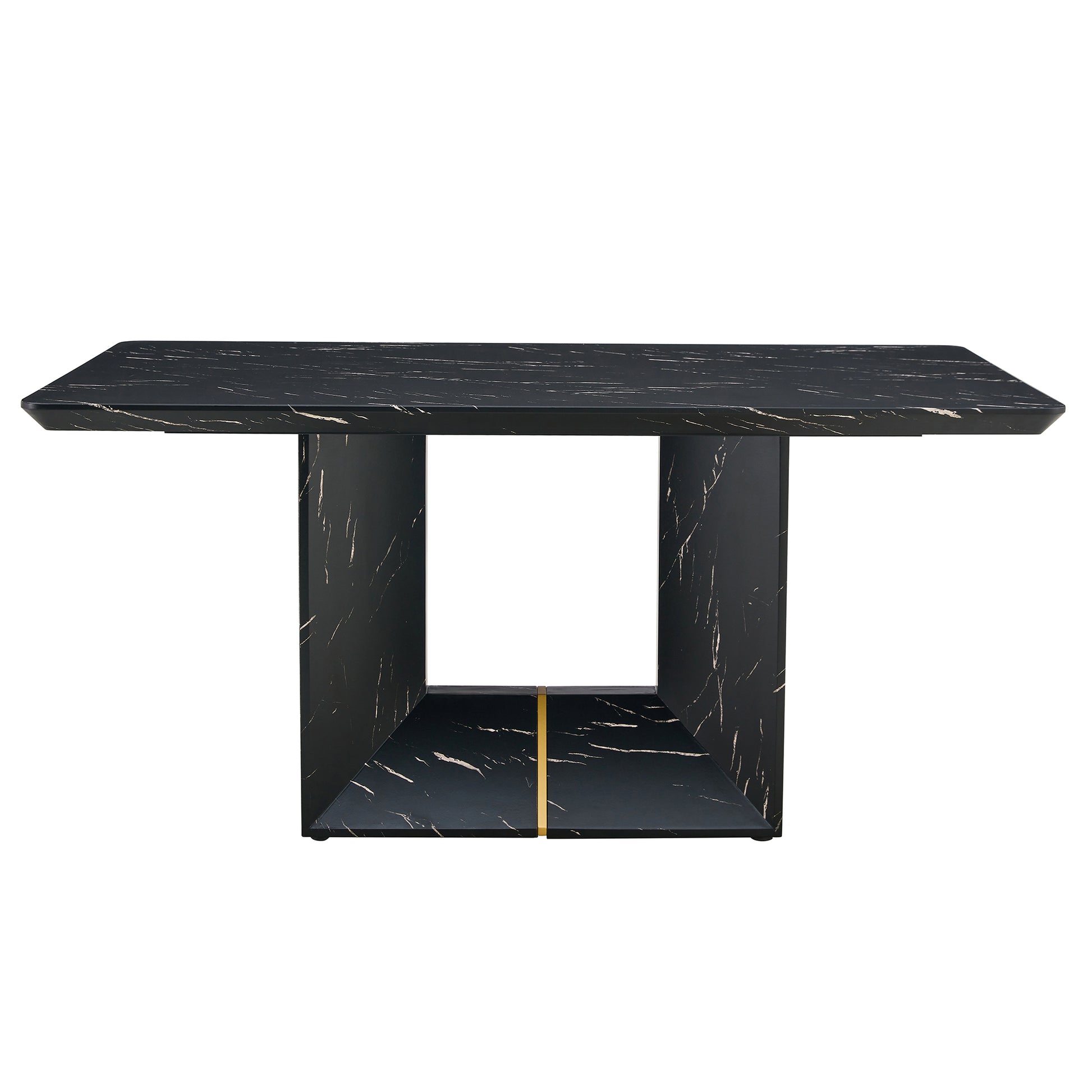 This Modern Dining Table With Mdf Marbled Design Gives You A Luxurious And Elegant Feel, Adding A Touch Of Elegance Whether It Is A Family Dinner Or Entertaining Guests. Black Mdf