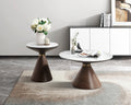 Luxury Living Room Furniture 1Pc Cocktail Table White Sintered Stone Top Decorative Oak Finish Wood With Gold Tone Metal Band Oak Primary Living Space Luxury,Modern Round Coffee & End Tables