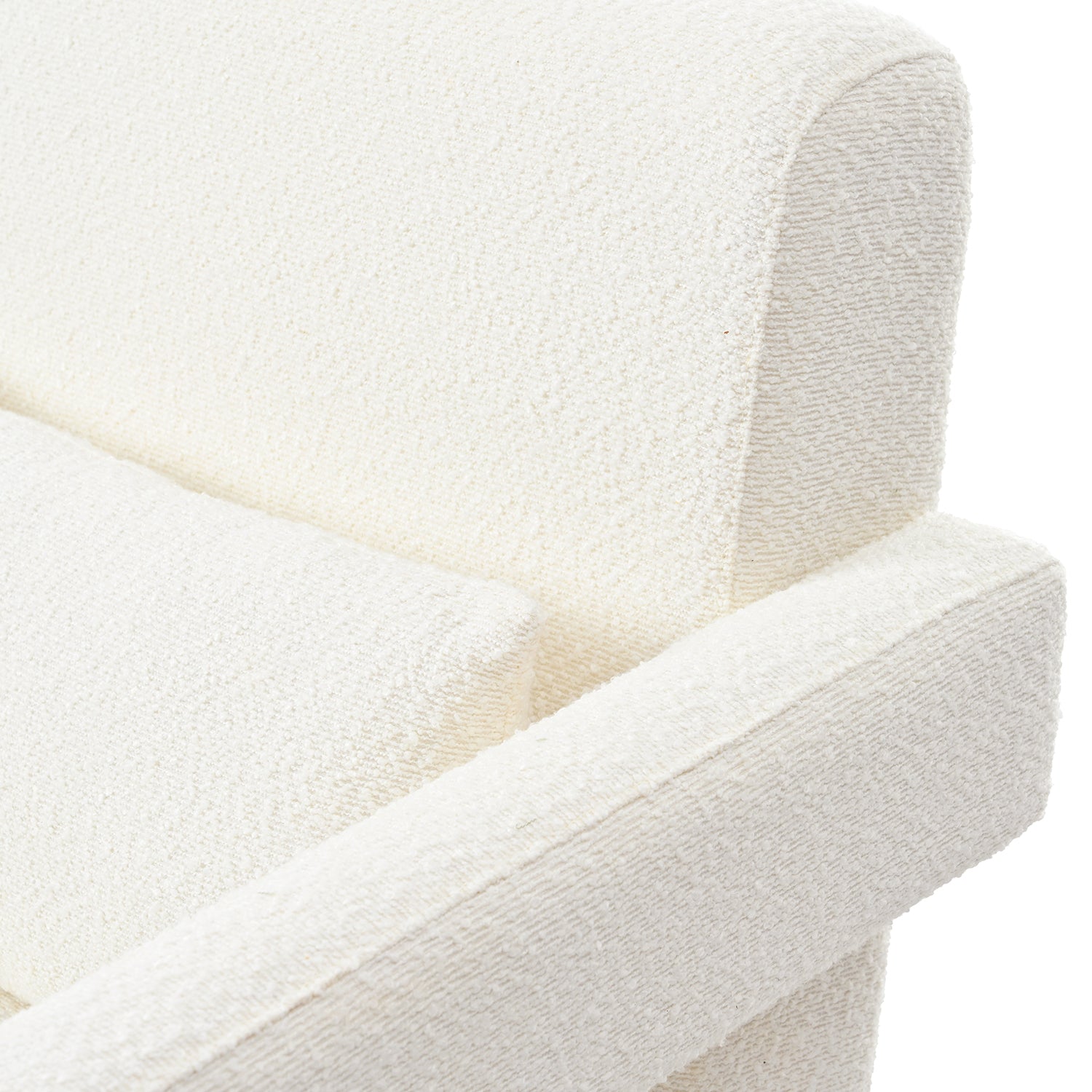 Mirod Sleek Right Angle Armrests, Ergonomic Lumbar Support, Square Wooden Block Legs, Inclined Seat For Comfort, Artistic Statement Piece For Living Room,Bedroom And Study White Boucle