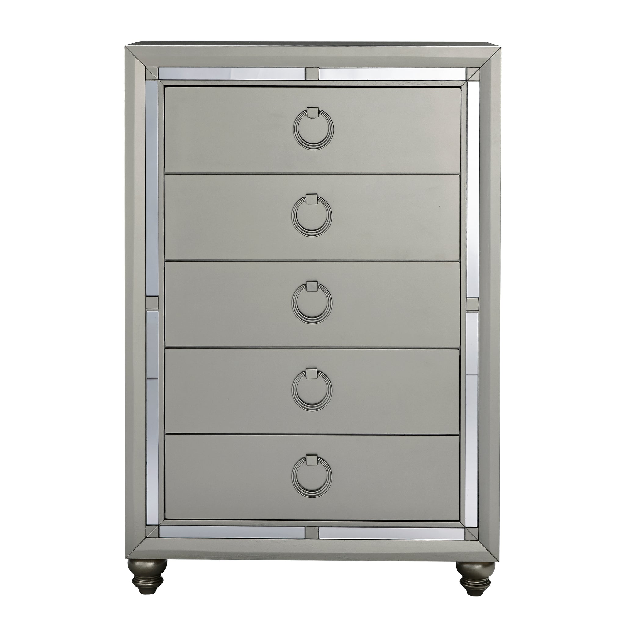 Chloe Gemstone Silver Chest Silver Grey Solid Wood Mdf