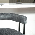 Coolmore Bar Stools Set Of 2, Modern Bar Stool With Back, Black Metal Frames, Upholstered Bar Stools For Kitchen Island, Pub, Club Gray Chenille Gray Dining Room Foam Chenille