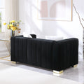 A Modern Channel Sofa Take On A Traditional Chesterfield,Black Color,Seater Black Velvet 2 Seat