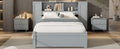 Twin Size Platform Bed With Storage Headboard And Lockers, Gray Twin Box Spring Not Required Gray Wood Bedroom Solid Wood Mdf