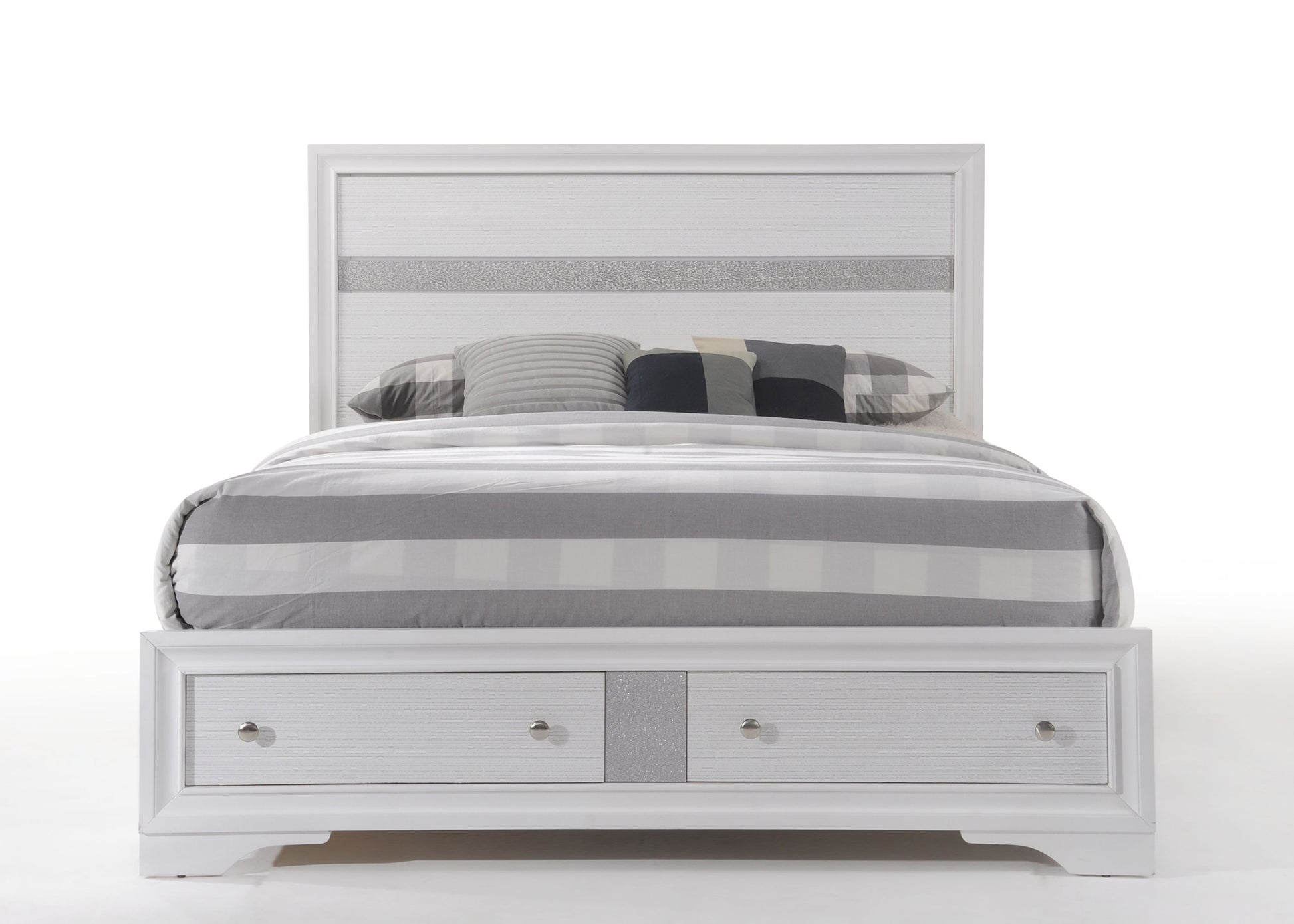 Naima White Finish Queen Bed W Storage White Synthetic Wood
