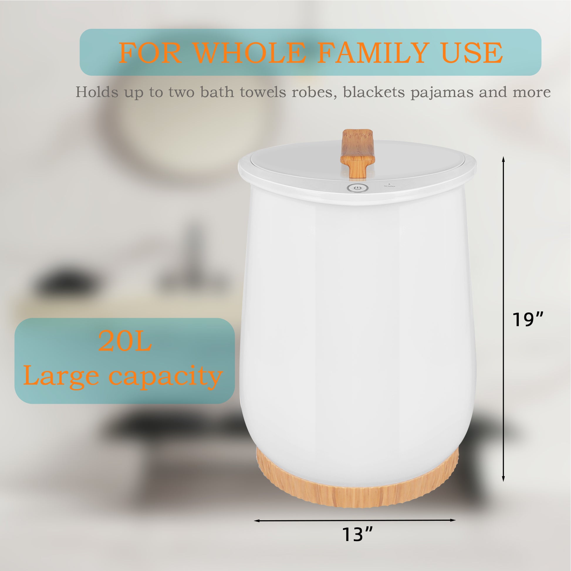 Towel Warmers, Luxury Bucket Towel Warmers, Large Towel Warmers For The Bathroom, Fits Up To 2 Oversized Towels, Bathrobes, Blankets, Pjs And More. White Plastic