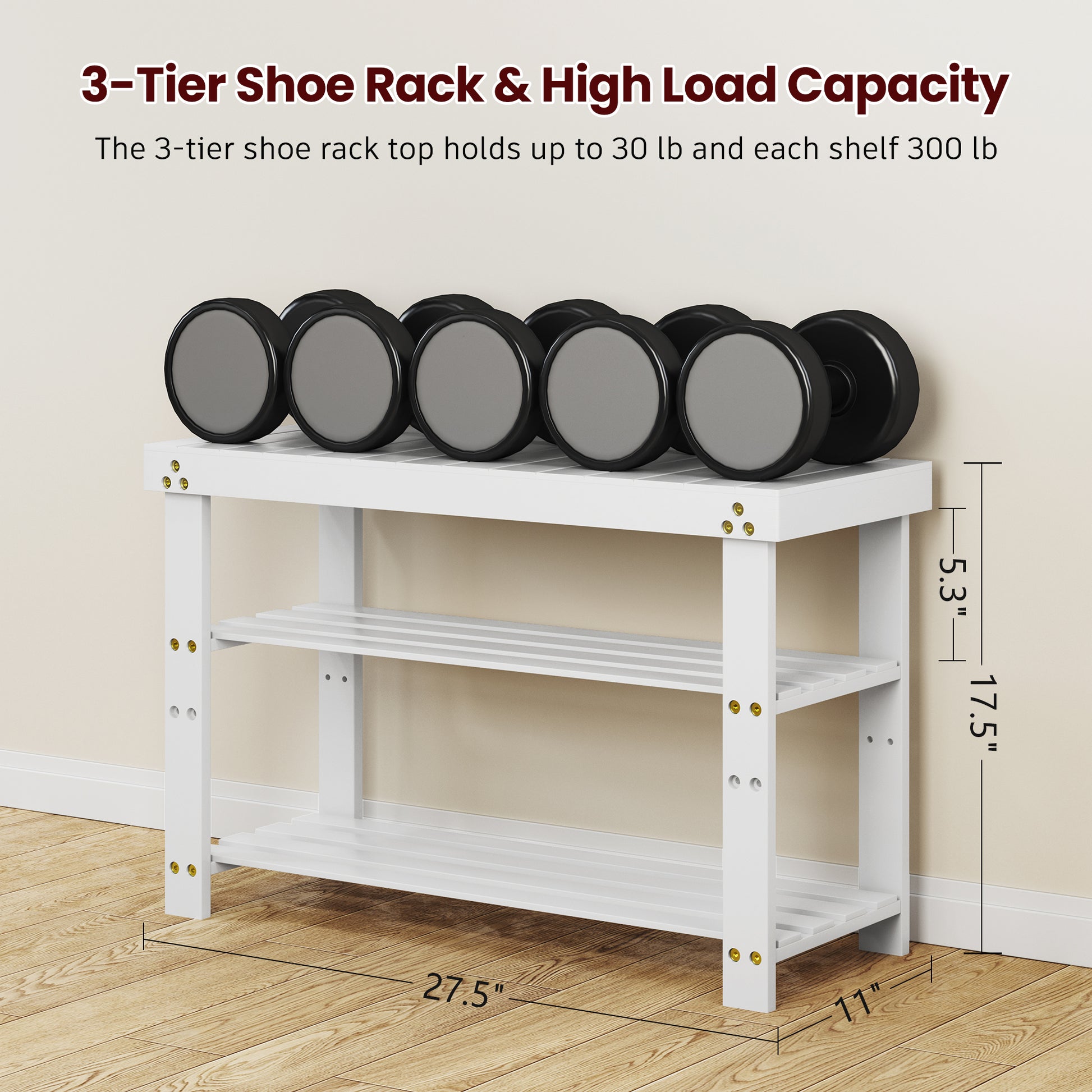 Bamboo Shoe Bench, 3 Tier Shoe Rack, Entryway Bench With Cushion And Adjustable Shelves, Shoe Rack For Entryway, Hallway, Mudroom And Living Room, White White Bamboo