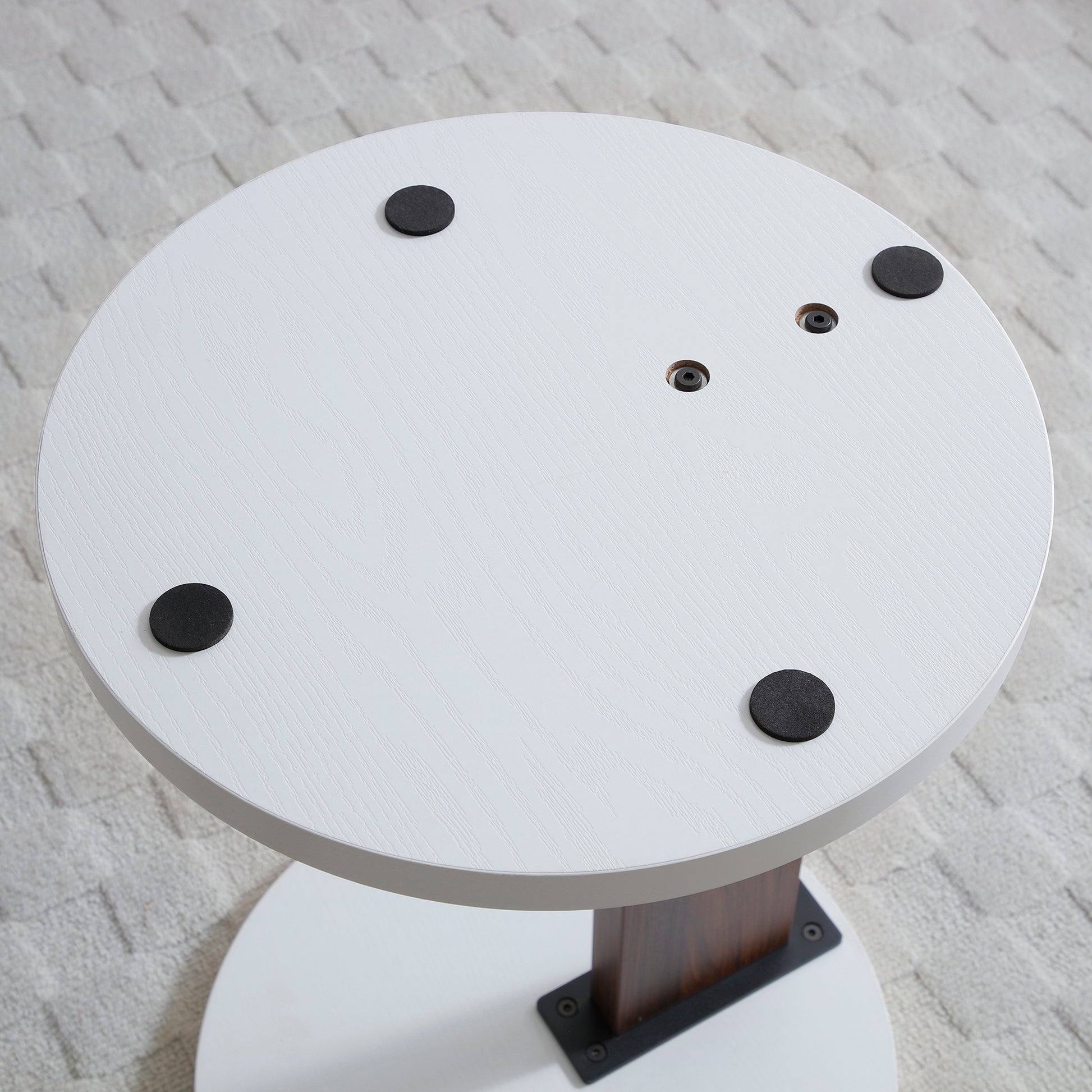 C Shaped End Table, Small Side Table For Couch, Sofa Table With Wood Frame For Living Room, Bedroom, Bedside, Rustic White And Walnut White Walnut Primary Living Space Coffee & End Tables Mdf