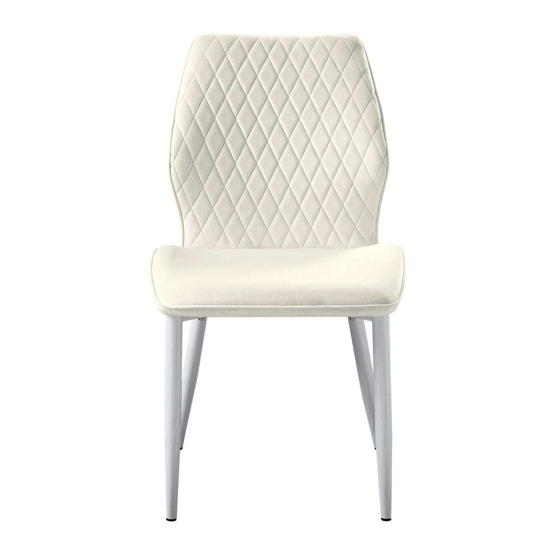 Modern Dining Side Chairs Set Of 2, Beige Velvet Upholstered White Metal Legs Furniture Beige Dining Room Modern,Ultra Modern Side Chair Metal