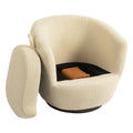 Upholstered Swivel Barrel Armchair With Storage Modern Living Room Side Chair For Bedroom Office Reading Spaces Teddy Fabric Beige Beige Foam Upholstered