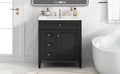 30'' Bathroom Vanity With Top Sink, Modern Bathroom Storage Cabinet With 2 Drawers And A Tip Out Drawer, Single Sink Bathroom Vanity Black Bathroom Solid Wood Mdf