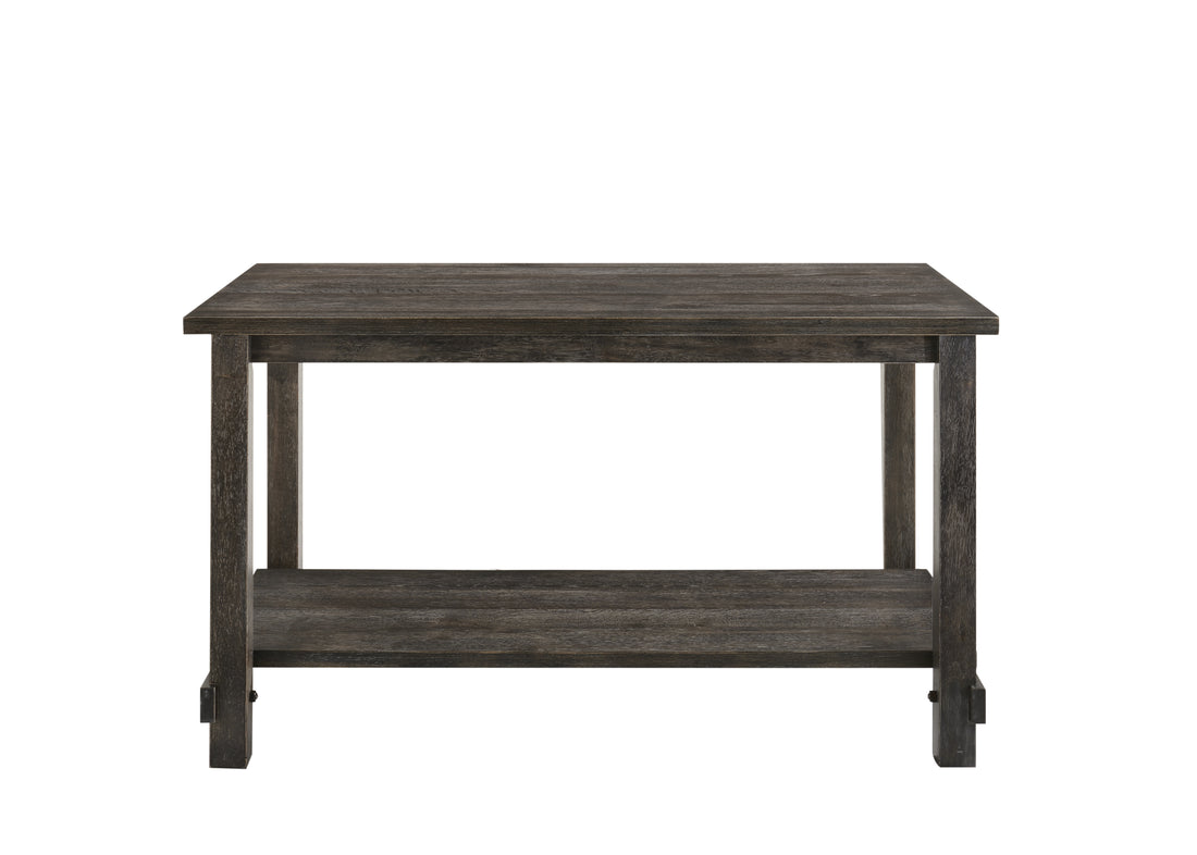 Weathered Grey Counter Height Table With Bottom Shelf Grey Seats 6 Dining Room Rectangular Mdf