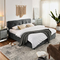 King Size Storage Upholstered Hydraulic Platform Bed With Integrated Headboard, Chenille Fabric, Gray King Gray Bedroom Luxury,Modern Chenille Chenille