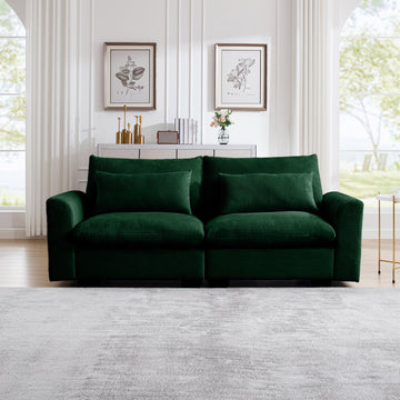 Modern Sofa 2 Seater Corduroy Fabric Sofa With Armrests For Apartment Living Room, Green Green Corduroy 2 Seat