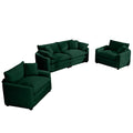 Warm And Cozy Sofa Set With Soft Cushions And Pillows, Home Theater Style Sofa Set Consisting Of One 2 Seater Sofas And Two Single Sofa In Green Corduroy Fabric Green Corduroy 4 Seat