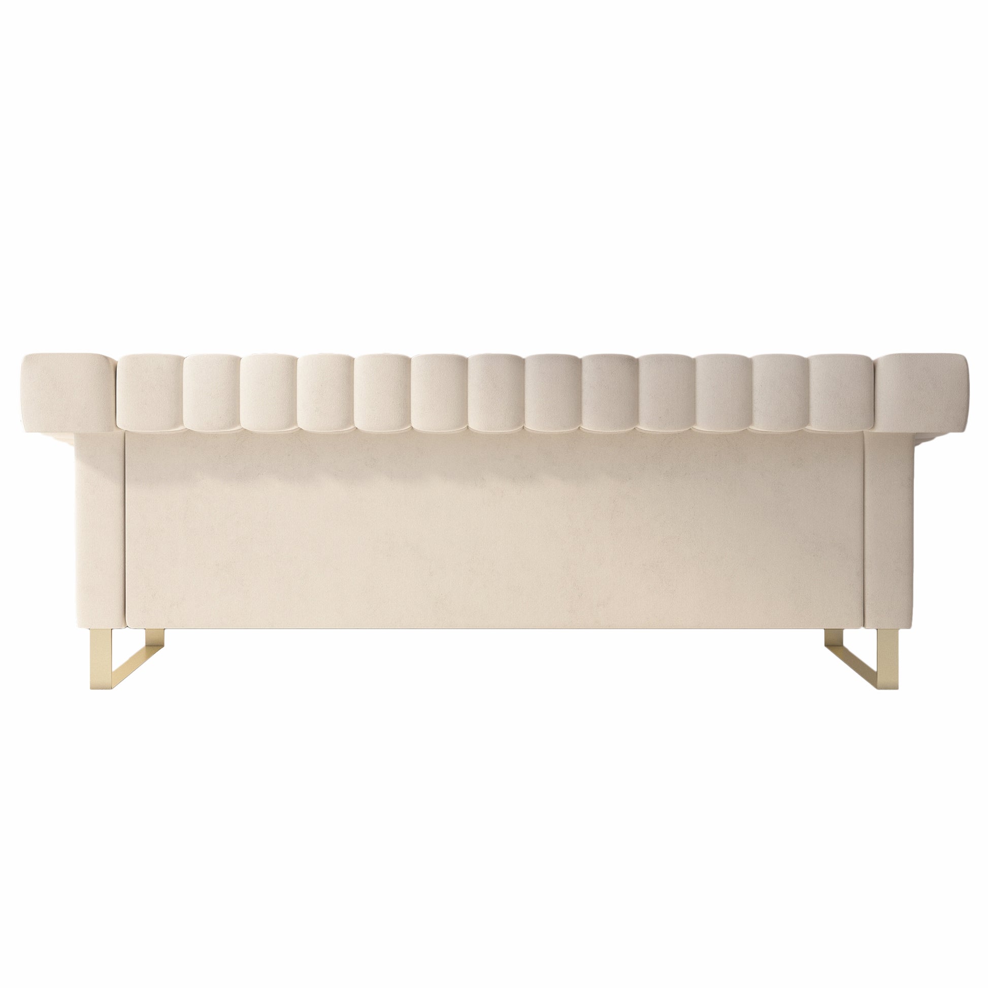 Fx P81 Cw2 Sofa Modern Cream Velvet Sofa With Gold Accents Sleek Channel Tufted Upholstery, 3 Seat Couch For Living Room And Office Decor Temu Suitable Cream White Velvet 3 Seat