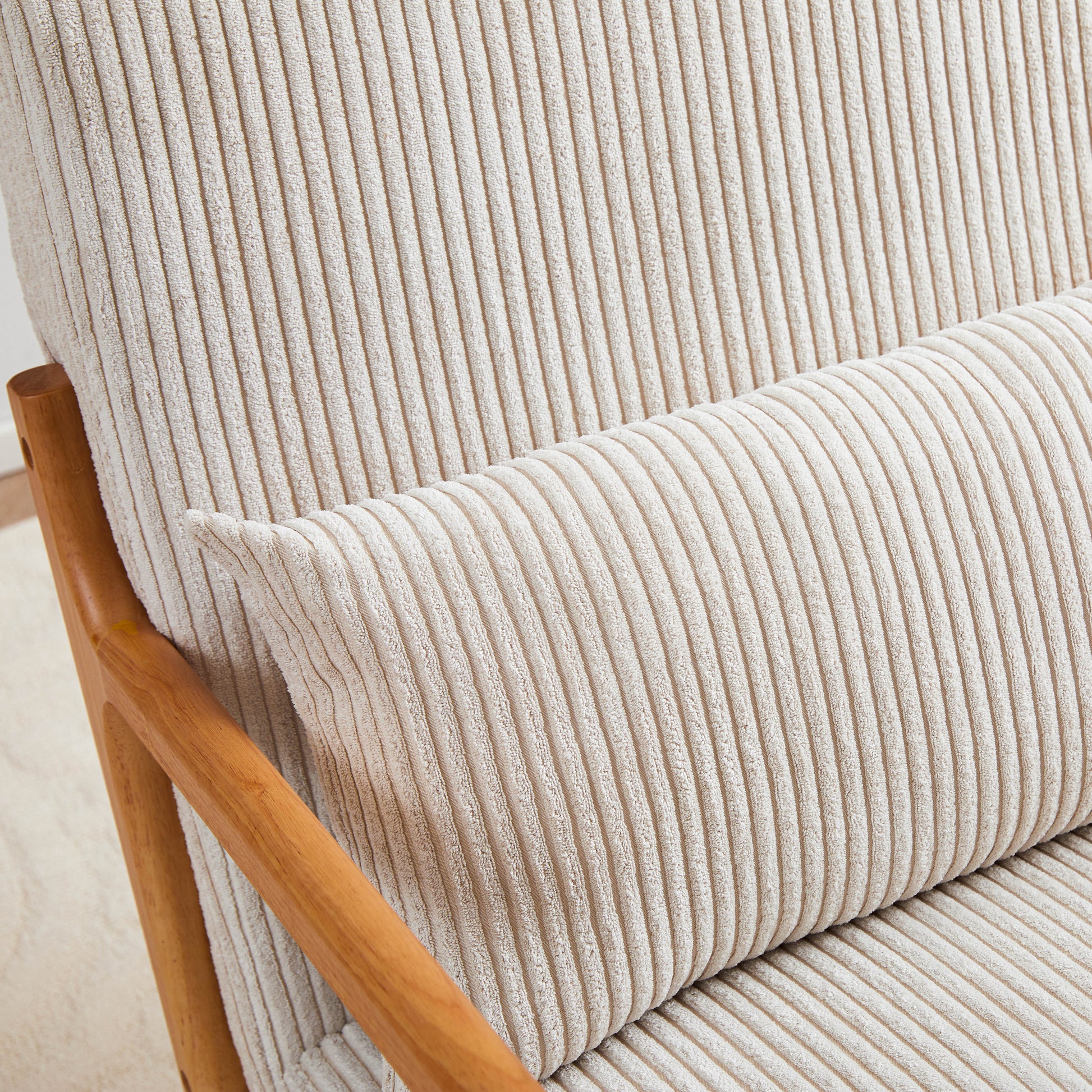 Mid Century Modern Accent Chair, Arm Chair Living Room Chairs With Pillow Upholstered Reading Chair With Solid Wood Frame & Living Room Bedroom Balcony Beige Beige Brown Primary Living Space