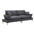 United Linen Sofaaccent Sofa Seat Sofa With Metal Feet Dark Gray Linen 3 Seat