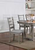 Gray Color Dining Chairs Padded Seat Set Of 2Pc Side Chair Ladder Back Kitchen Dining Room Wire Brushed Finish Gray Dining Room Classic,Modern,Transitional Dining Chairs Rubberwood Ladder Back Set