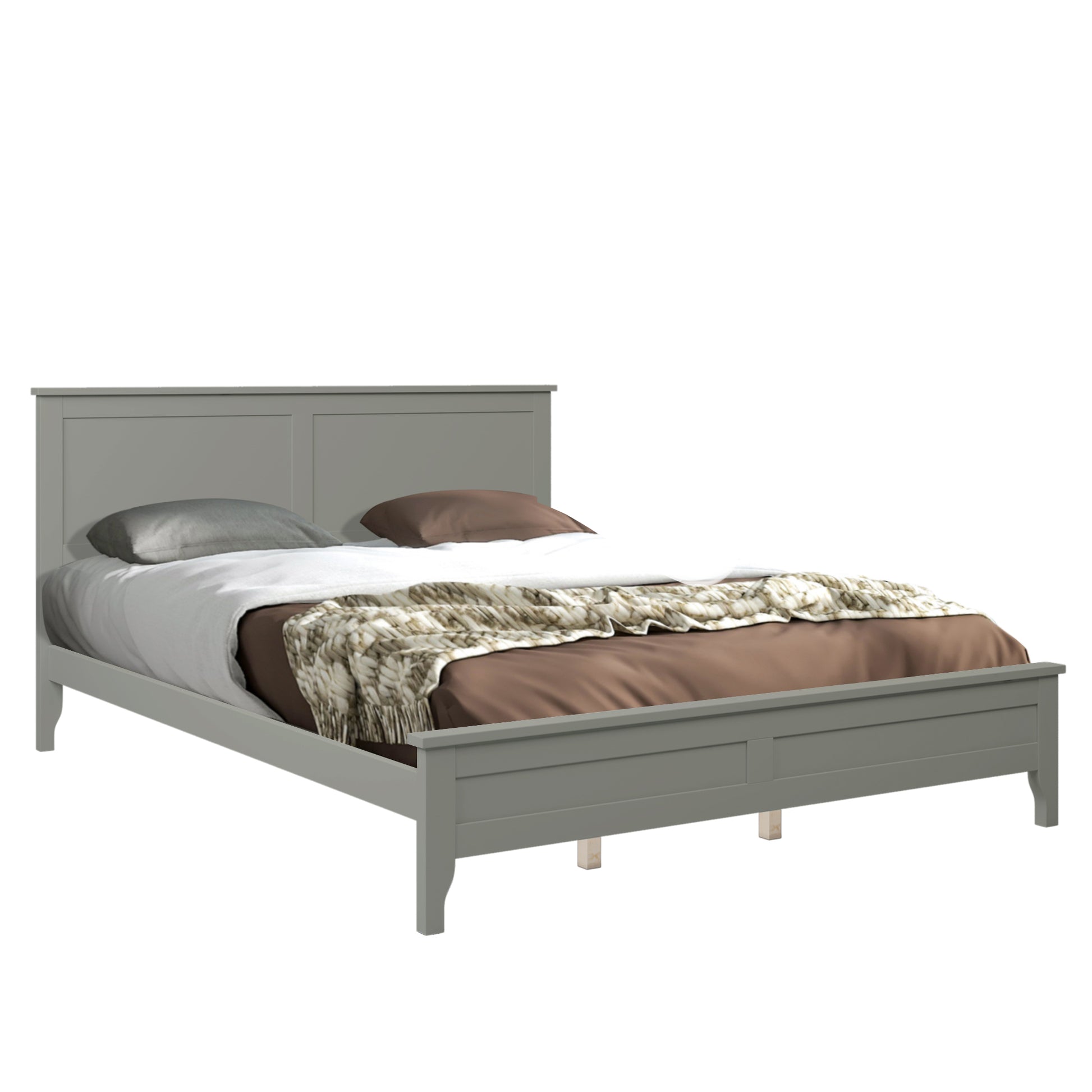 Modern Gray Solid Wood Queen Platform Bed Old Sku:Wf283525Aae Queen Gray Solid Wood