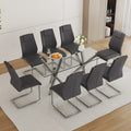 Table And Chair Set.Large Minimalist Rectangular Glass Dining Table For 6 8 With 0.39