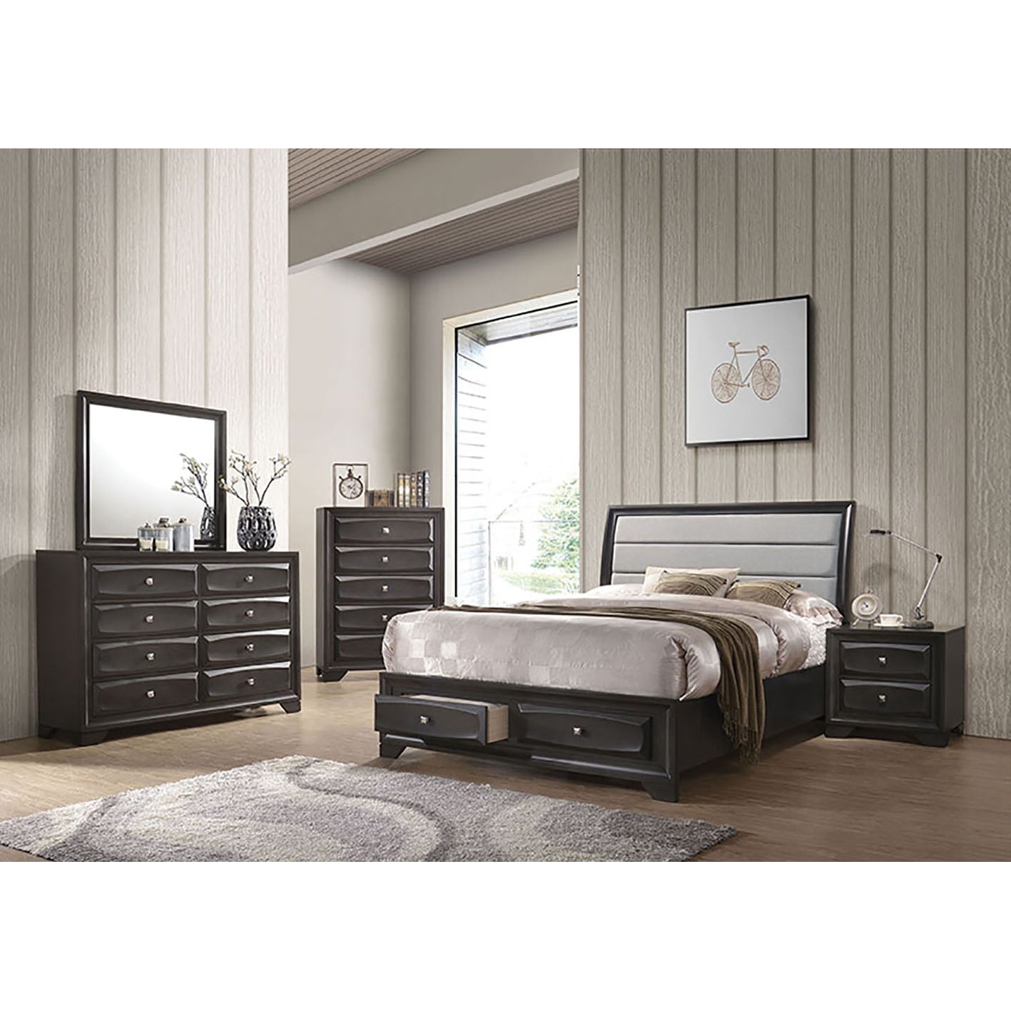 Antique Grey Nightstand With 2 Drawer Grey 2 Drawers Bedroom Rectangle Rubberwood Drawers Wood