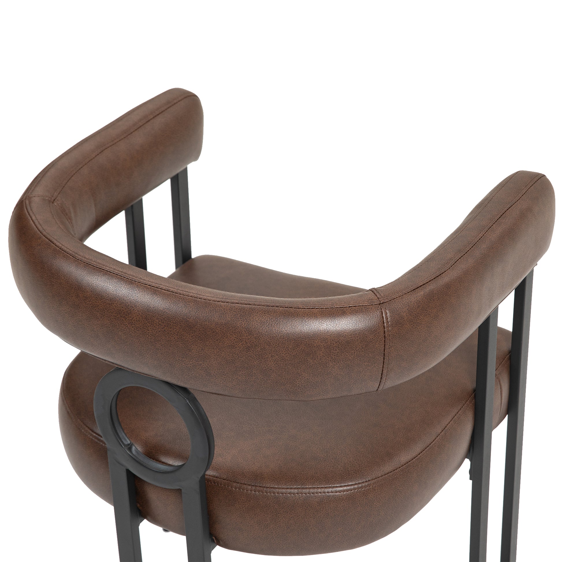 Coolmore Contemporary Designed Pu Fabric Upholstered Accent Dining Chair Barrel Side Chairs Kitchen Armchair For Living Room Set Of 2 Dark Brown Pu Dark Brown Dining Room Foam Pu Leather