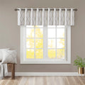 Fretwork Print Grommet Top Window Valance Ivory Grey 50X18
