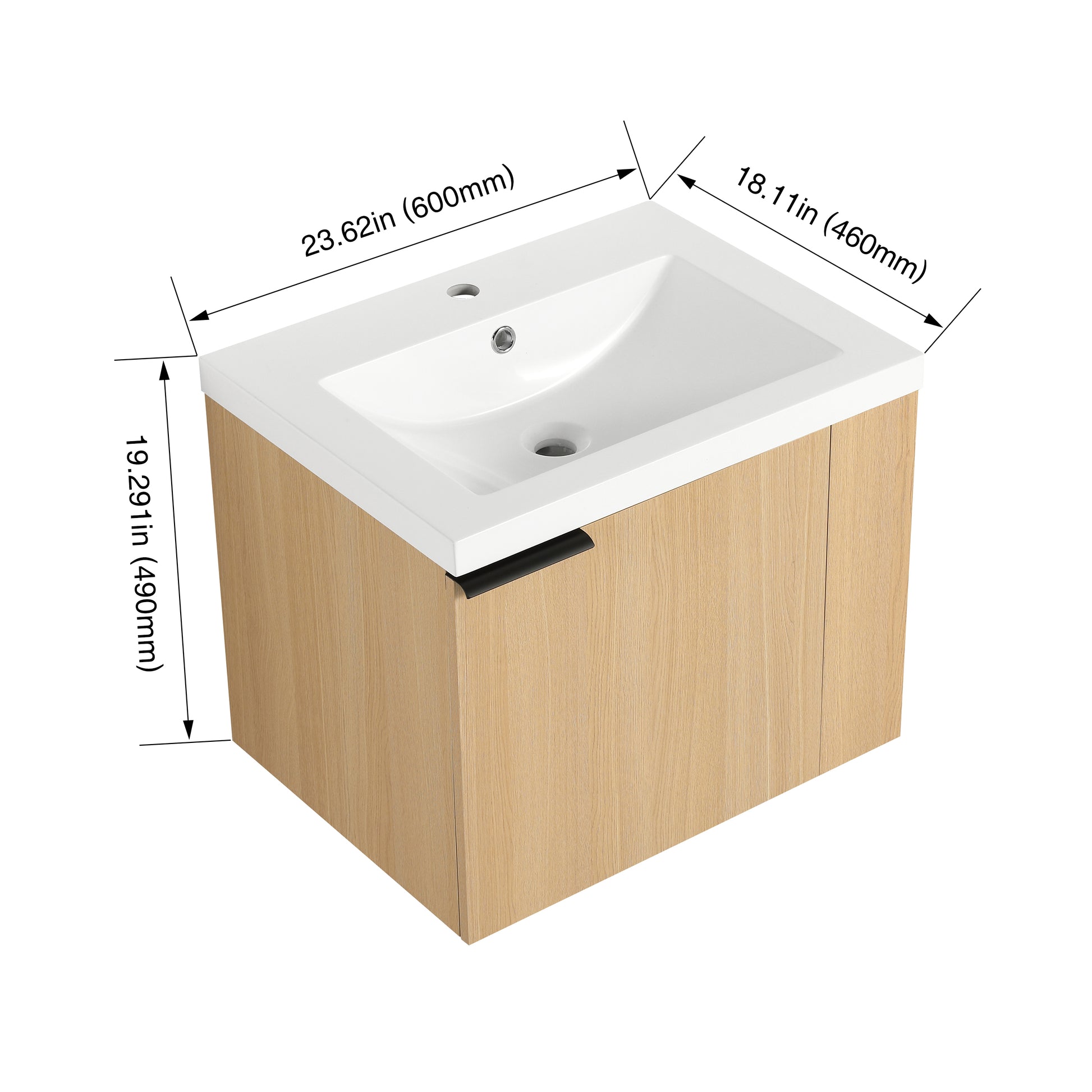 24 "Bathroom Vanity Sink Combo For Big Space,Modern Bathroom Cabinet Cabinet Combination, Bathroom Sink Cabinet Set, Oak Composable Oak Bathroom American Design Engineered Wood
