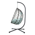 Egg Chair With Stand Indoor Outdoor Swing Chair Patio Wicker Hanging Egg Chair Hanging Basket Chair With Stand For Bedroom Living Room Balcony Gray Steel