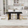 Table And Chair Set. Modern Dining Table With Mdf Top And Beautiful Mdf Legs. Equipped With Comfortable Pu Chairs And Metal Legs. Suitable For A Wide Range Of Decorative Styles. Black,White Seats 4 Mdf