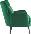 Wing Back Velvet Accent Chair, Modern Living Room Armchair Comfy Upholstered Single Sofa Chair For Bedroom Dorms Reading Reception Room With Metal Legs & Pillow, Green Green Velvet