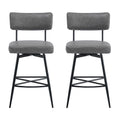 26''Retro Swivel Counter Stools Set Of 2,Grey Counter Stools With Iron Frame,Pu Sponge Cushion,Footrest,Suitable For Kitchen Bedroom Dining Room. Iron Grey Kitchen Sponge Retro Set Of 2 Fiber Foam