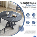 5 Piece Farmhouse Round Pedestal Extending Dining Table Set Extendable Kitchen Table Set With 15.8
