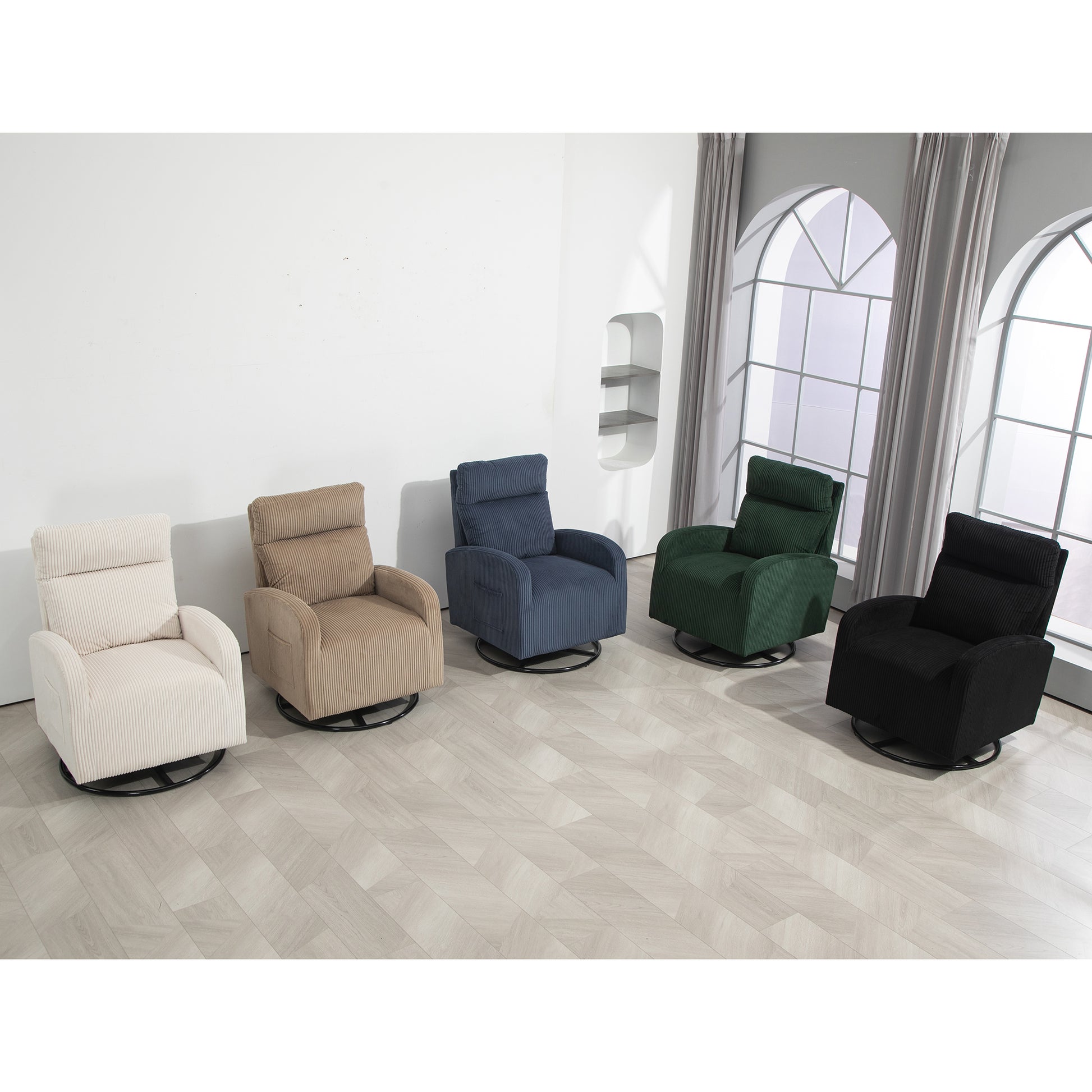 Jiada Upholstered Swivel Glider.Flannel Fabric.Rocking Chair For Nursery In Black.Modern Style One Left Bag Black Primary Living Space Foam Corduroy