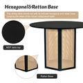 5 Piece Rattan Round Dining Table Set, Wood Table With Hexagonal Base And Upholstered Chairs For Dining Room, Kitchen,Indoor Use, Black Gray Wood Dining Room Solid Wood Rubberwood Round Dining Table With Chair Wood Wood Black Seats 4 Traditional Round