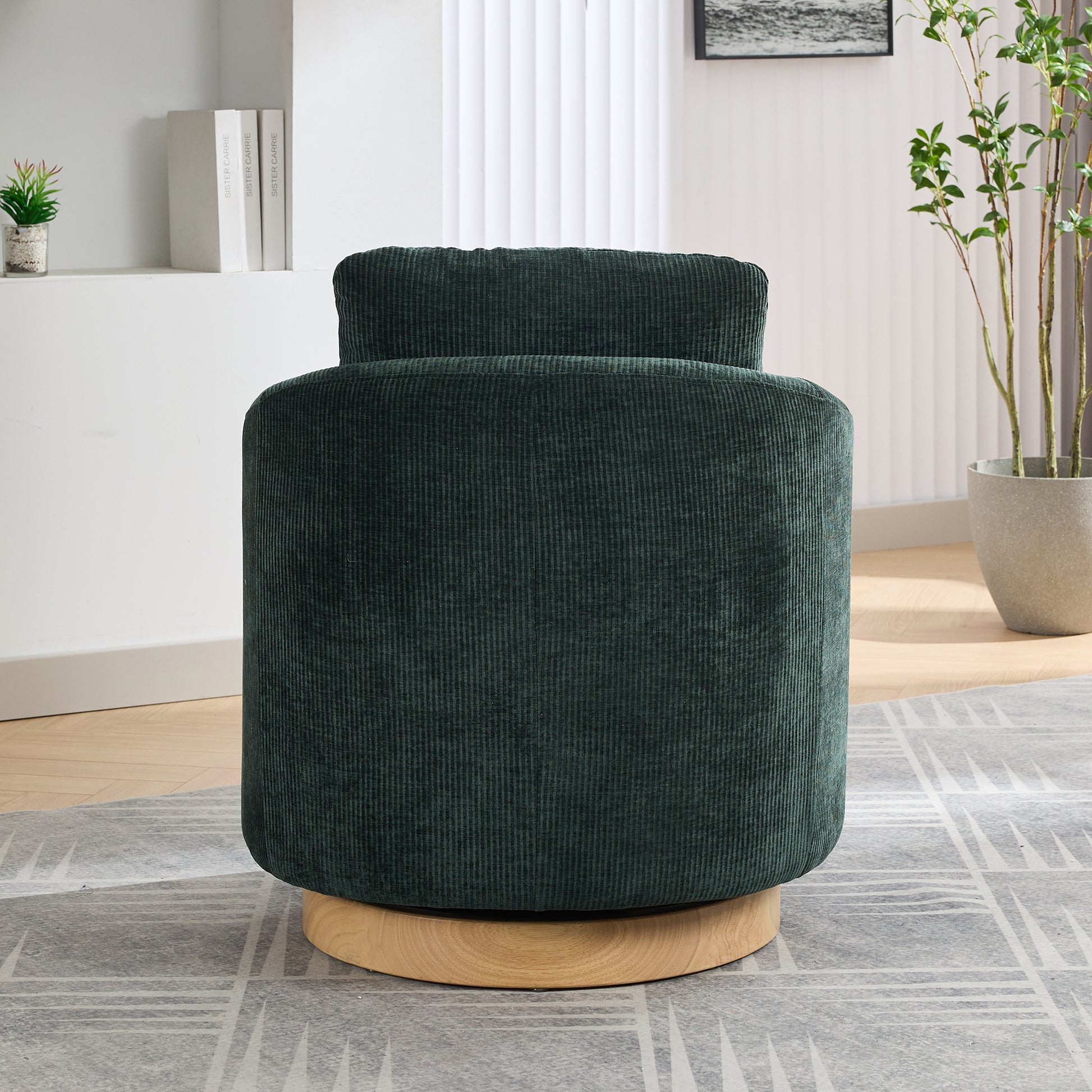 30.3"W Swivel Accent Barrel Chair And Comfy Round Accent Single Sofa Chair, 360 Degree Club Chair, Lounge Armchair For Living Room Bedroom Nursery.Green Green Chenille