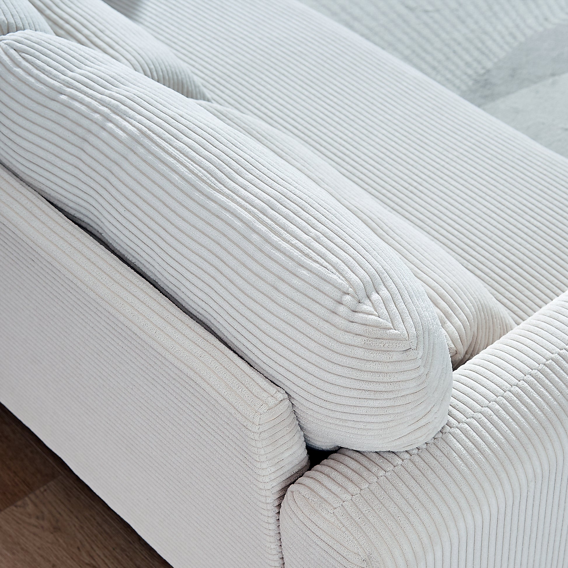 60"Corduroy Fabric Sofa With 33" Single Sofa, Modern Sofa With Support Pillow, For Apartment, Office, Living Room & Bedroom Beige Corduroy 2 Seat